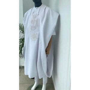 White Native Agbada Wear Short Sleeves Hand