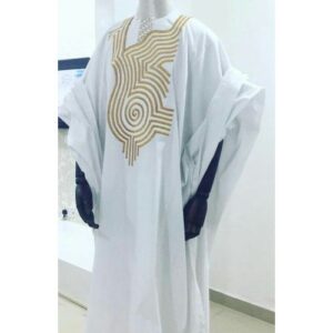 White Native Agbada Wear Short Sleeves Hand
