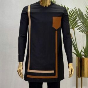 Men's Senator Native Wear (Black With Brown Design Long Sleeve)